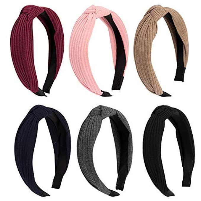 Excaoo 6 Packs Wide Plain Headband Knot Turban Headband for Girls Women Hairbands | Amazon (US)