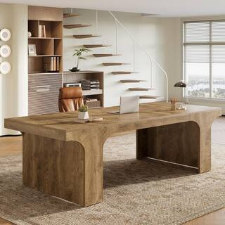 Moronia 71 in. Brown Executive Office Desk, Wood Rectangular Computer Desk with Arched Design for Home Office | The Home Depot