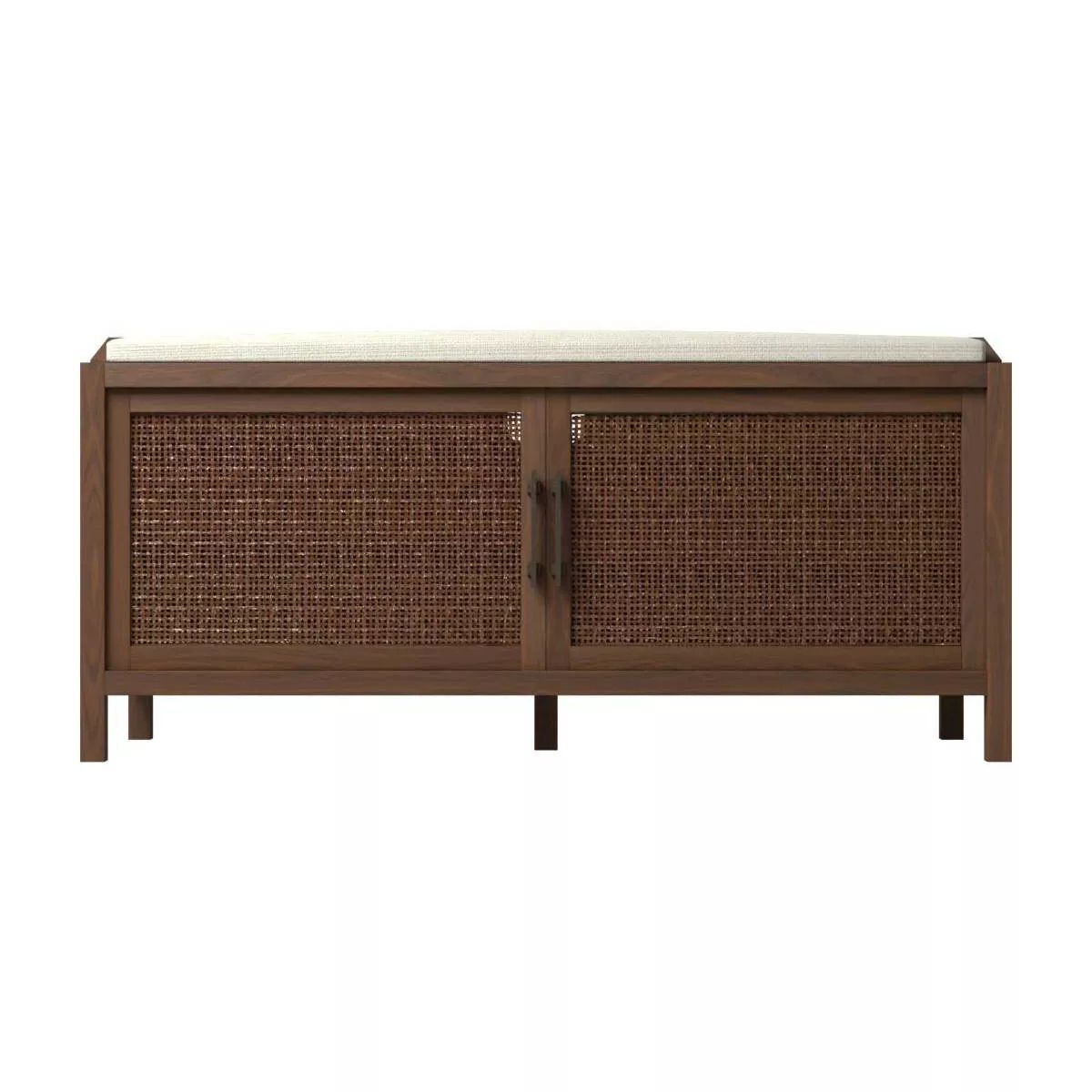 Warwick Storage Entryway Bench with Woven Doors Brown - Threshold™ | Target
