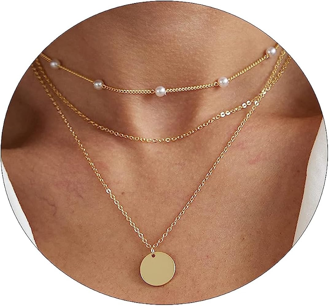 MIDEEO Dainty Layered Choker Necklaces for Women 14K Gold Plated Layered Necklace Set Layering Ne... | Amazon (CA)