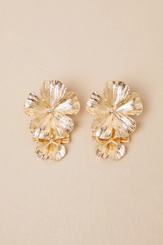 Aster Gold Flower Statement Earrings | Lulus