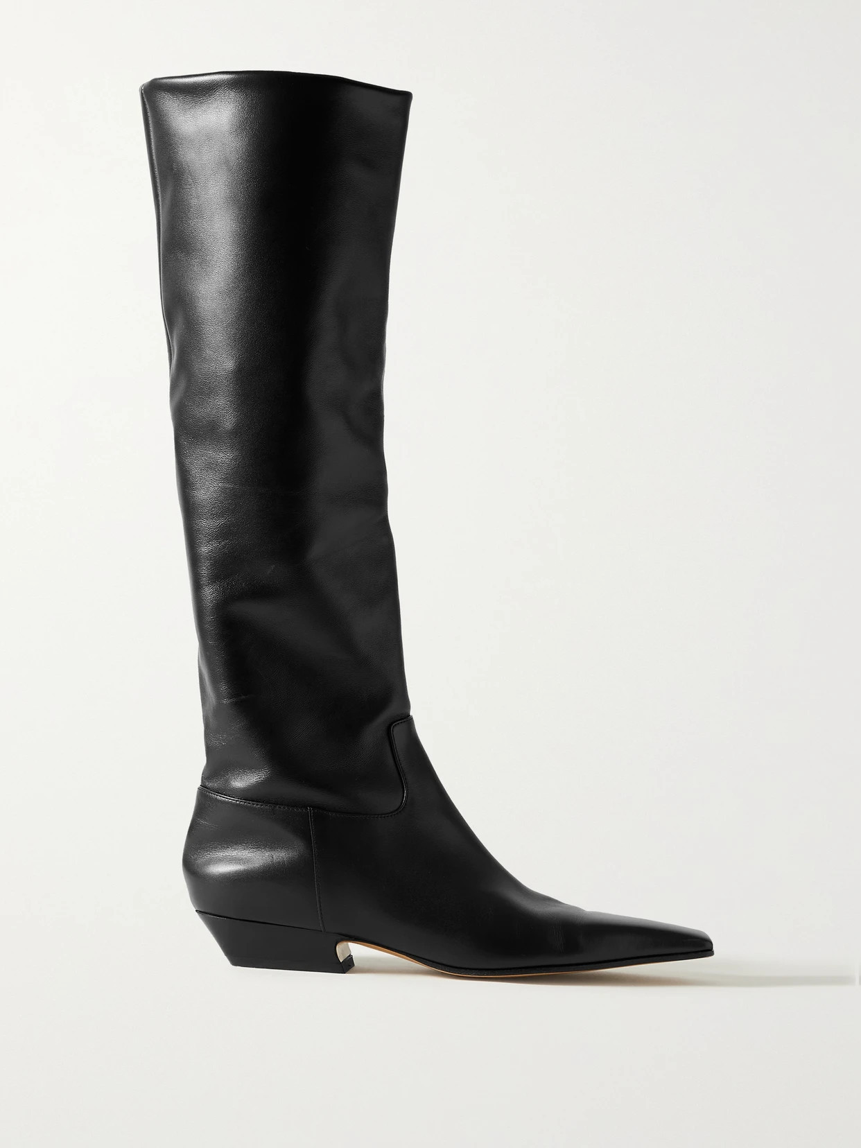 KHAITE - Marfa Leather Knee Boots - Black | NET-A-PORTER (US)