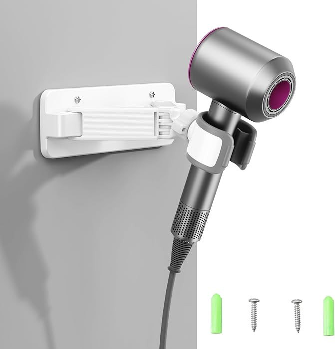 Wall Mount Hair Dryer for Bathroom, Adjustable Hands-Free Blow Dryer Stand with 360° Swivel Ball... | Amazon (US)