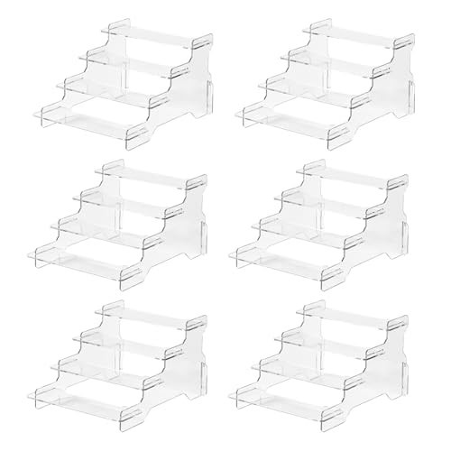 beehomay Display Risers, 4 Tier Perfume Organizer Stand，Clear Cupcake Stand Holder，Display Risers for Figures,Cake Shelves Retail (6 pack) | Amazon (US)