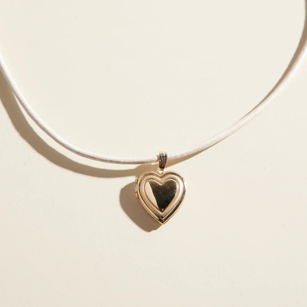 Heart Locket with Leather Cord | Nickel and Suede