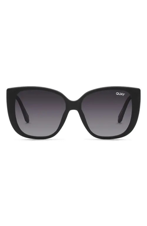 Quay Australia Ever After 52mm Gradient Polarized Square Sunglasses in Black/Smoke Polarized at Nord | Nordstrom