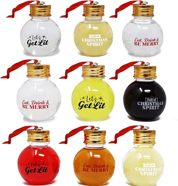 Joiedomi 9 Pcs Boozeball Christmas Ornaments Set 1.7 oz Fillable Ball Ornaments Christmas Decorat... | Amazon (US)