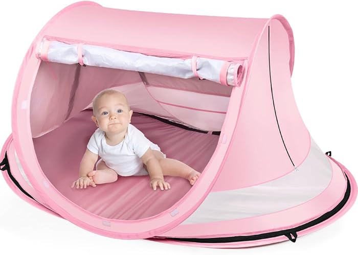 Baby Beach Tent,Large Pop Up Beach Tent Sun Shade for Beach,Portable Baby Travel Tent with Mosqui... | Amazon (US)