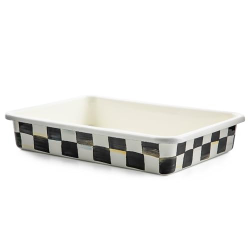 MACKENZIE-CHILDS Enamel Baking Pan for Oven, Rectangular Oven Pan, 13" x 9", Black-and-White Courtly Check | Amazon (US)
