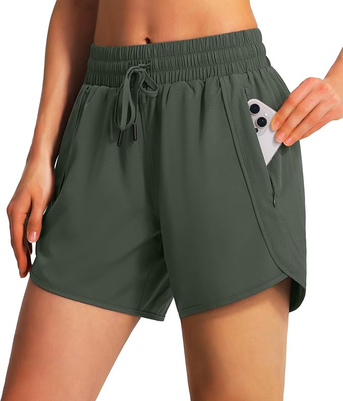 Ksmien Women's 5"/ 7" Athletic Running Shorts Quick Dry Lightweight Workout Gym Shorts with Zippe... | Amazon (US)