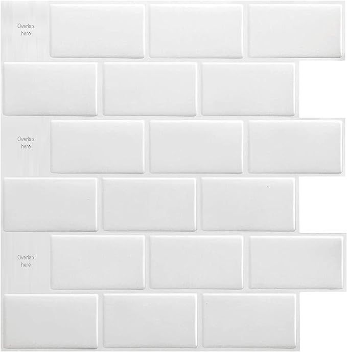 Art3d 10 Peel and Stick Tile Sheets - 12" x 12" Premium Kitchen Backsplash Peel and Stick Tile, W... | Amazon (US)