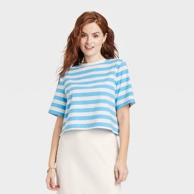 Women's Boxy Elbow Sleeve Cropped T-Shirt - A New Day™ | Target