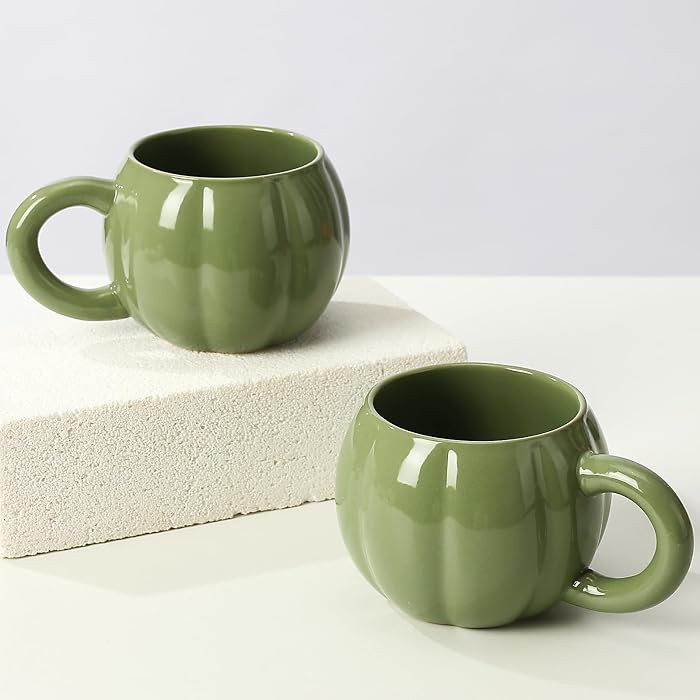 VICSKY Pumpkin Coffee Mugs Set of 2-17oz Capacity & 3.3-inch Wide Mouth | Amazon (US)
