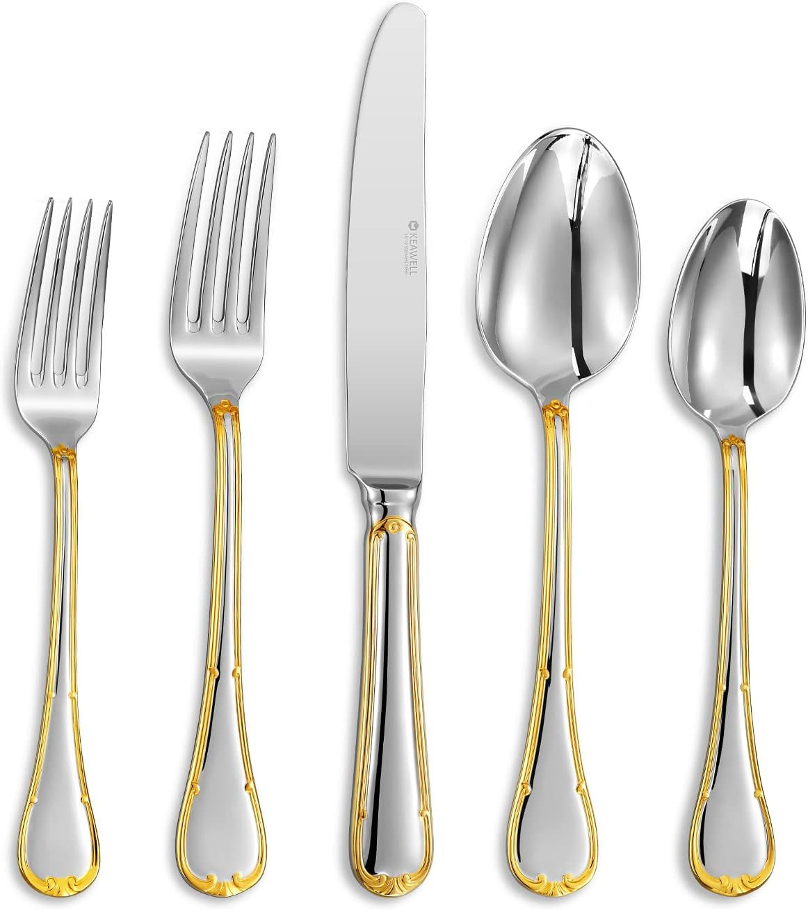 KEAWELL Elizabeth 20-Piece 18/10 Stainless Steel Flatware Set, Service for 4, Fine Silverware Set... | Amazon (US)