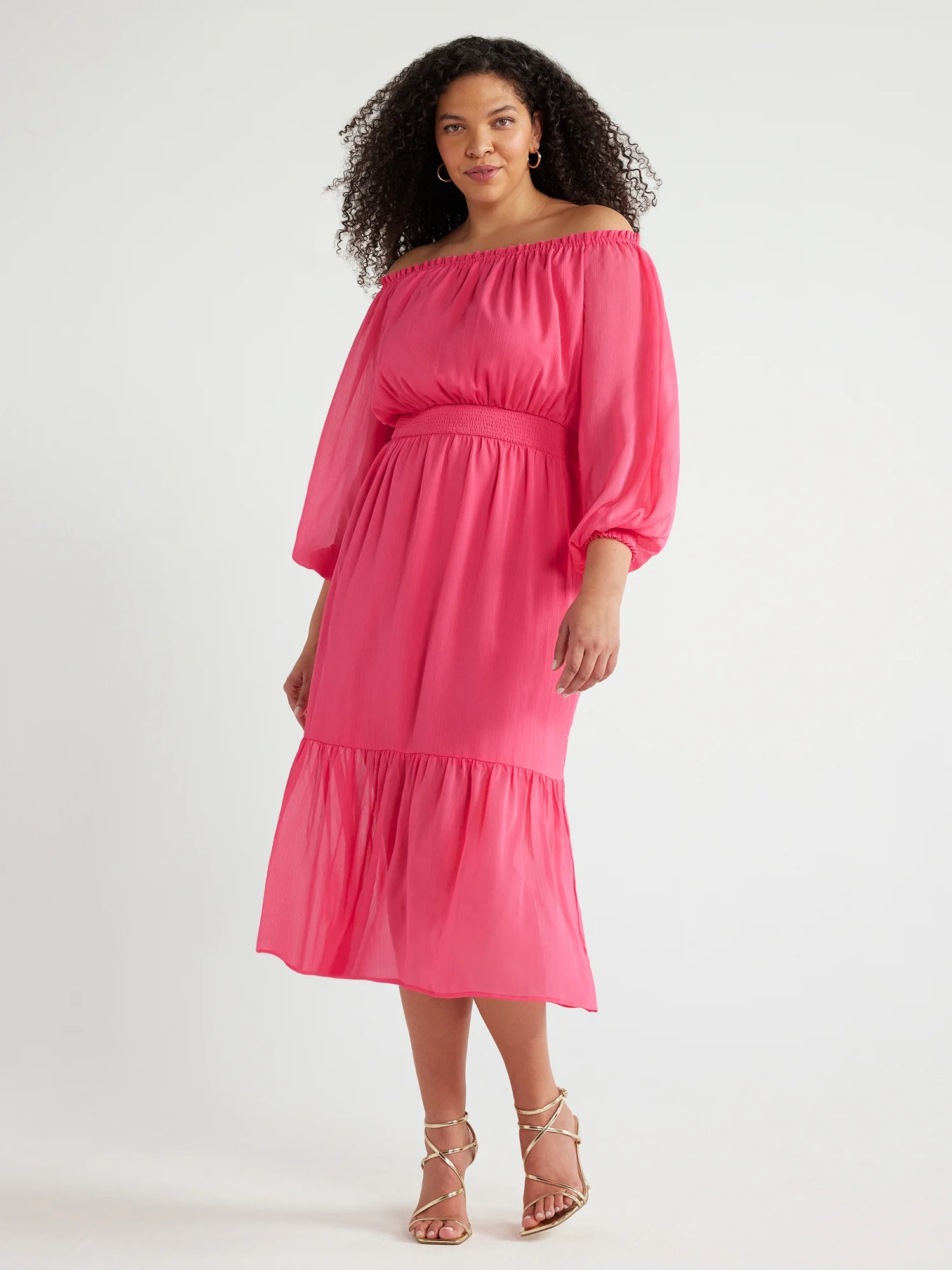 Sofia Jeans Women's and Women's Plus Off the Shoulder Dress with Blouson Sleeves, Sizes XS-5X - W... | Walmart (US)