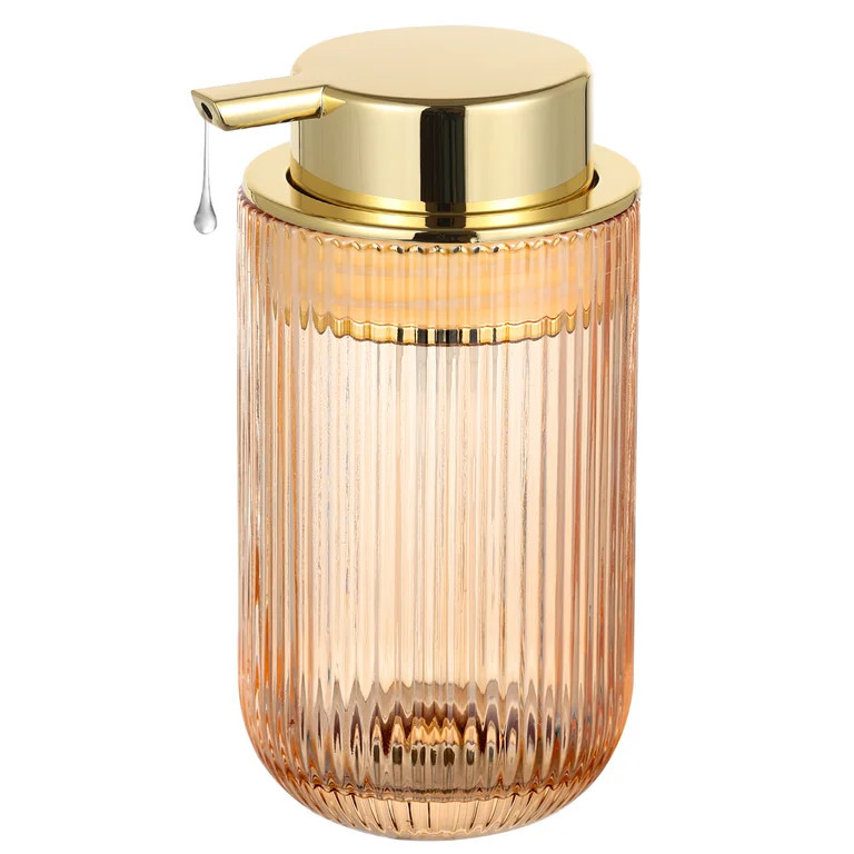HiBidder Glass Liquid Soap Dispenser with Gold Pump, Liquid Hand Soap Dispenser for Bathroom, Kit... | Walmart (US)