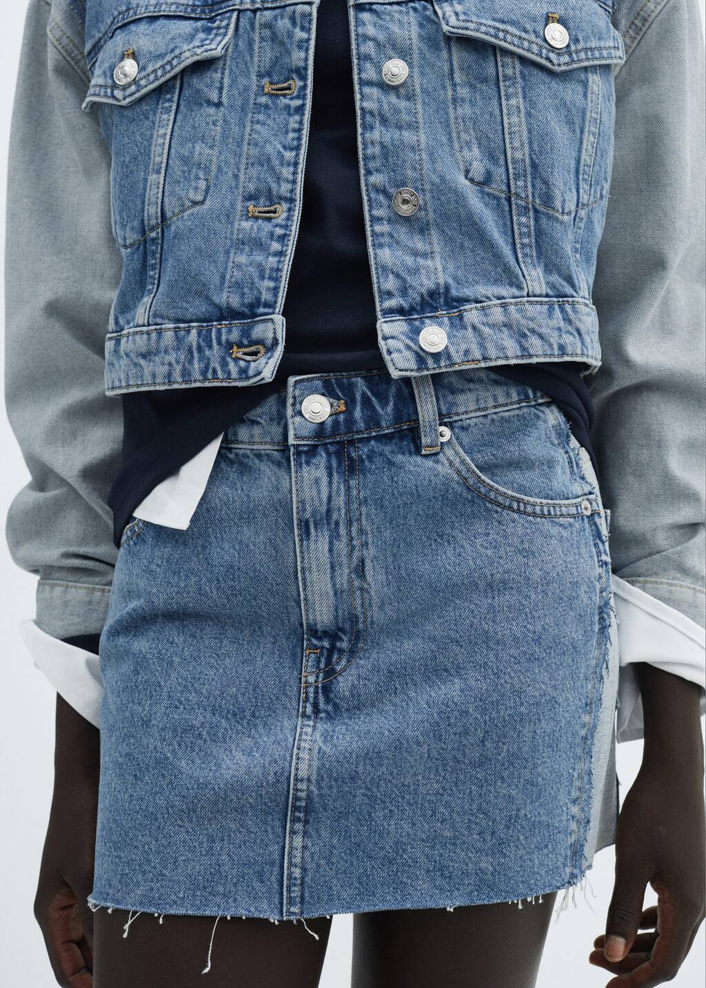 Two-tone denim miniskirt | MANGO (US)