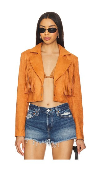 Kiara Faux Suede Jacket in Camel Jacket Camel Coat Fringe Jacket Fall Jacket Outfit Inspo Fall 2025 | Revolve Clothing (Global)