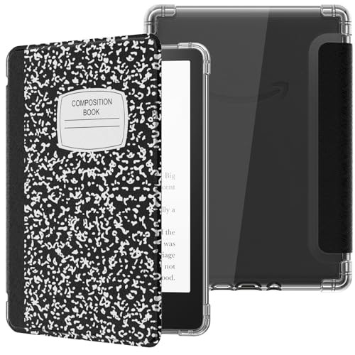 MoKo Case for 6.8" Kindle Paperwhite 11th Generation 2021&Kindle Paperwhite Signature Edition, Ultra Clear Soft Flexible Transparent TPU Back Cover Light Shell with Auto Wake/Sleep, Notebook Black | Amazon (US)