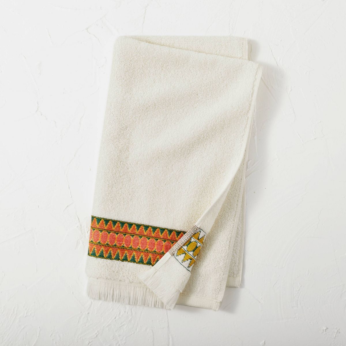 16"x27" Geo Border Hand Towel White - Opalhouse™ designed with Jungalow™ | Target