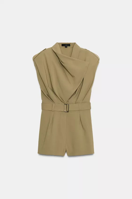SHOULDER PAD BELTED SHORT JUMPSUIT | Zara US