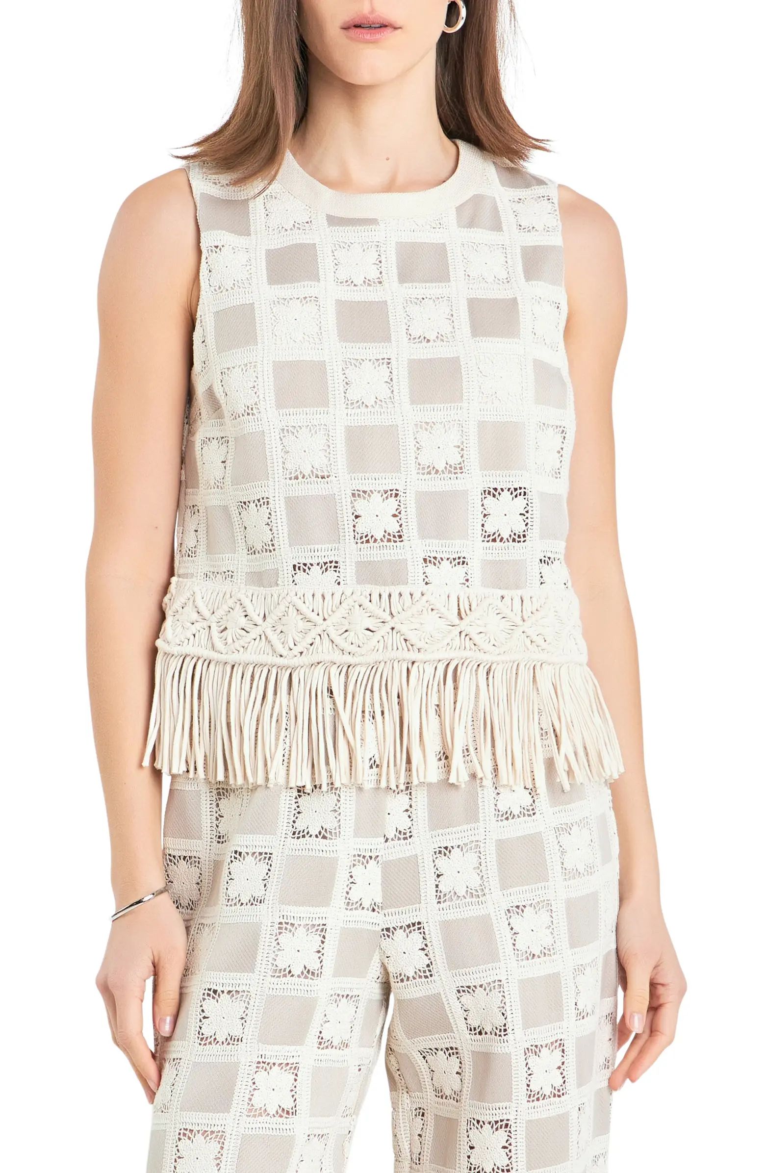 English Factory Crochet Lace Patchwork Tank | Nordstrom | Nordstrom