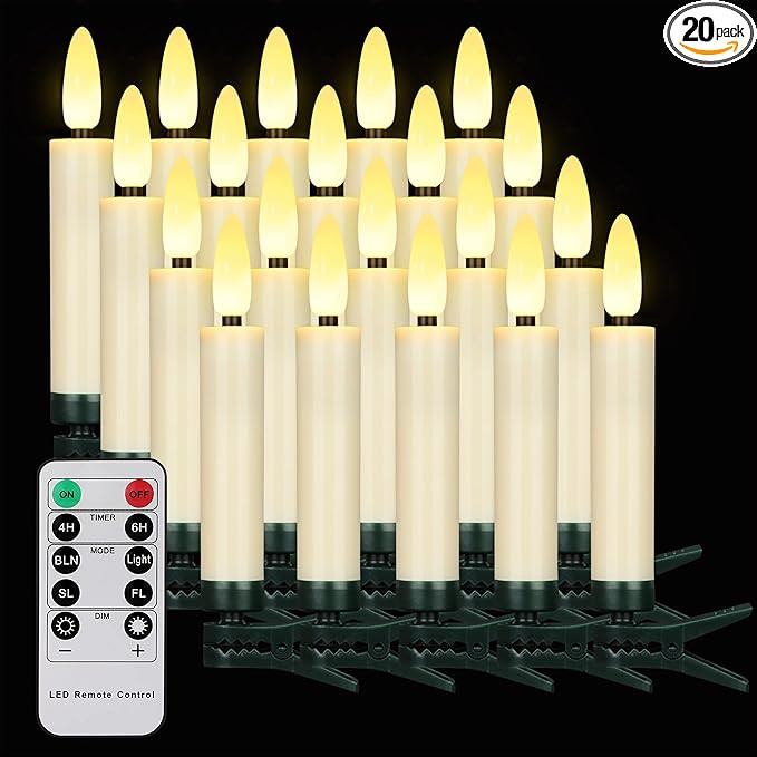20PCS LED Christmas Tree Candles with Remote and Timer, Waterproof Battery Operated Flameless Fli... | Amazon (US)