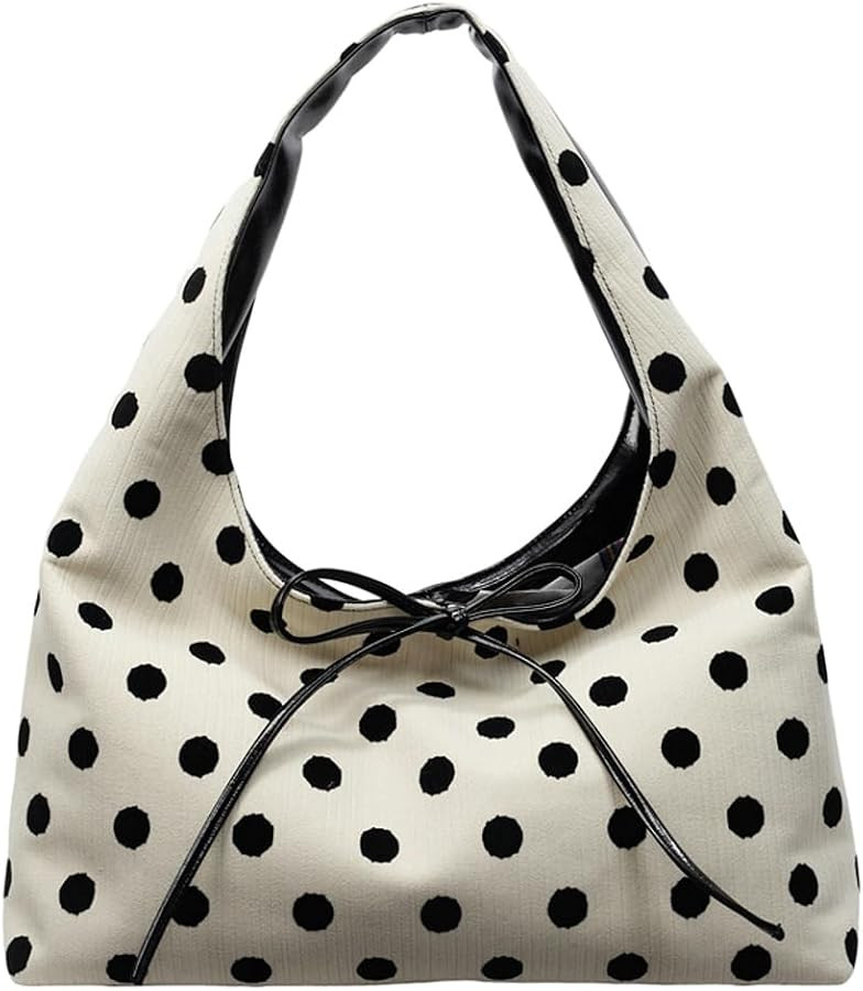 Slouchy Polka Dot Hobo Bags Women Bow Tie Underarm Shoulder Bag Crescent Crossbody Purses Travel ... | Amazon (US)