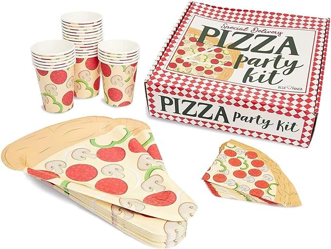 Pizza Party Supplies Kit, Includes Plates, Napkins and Cups (Serves 24 Guests) | Amazon (US)