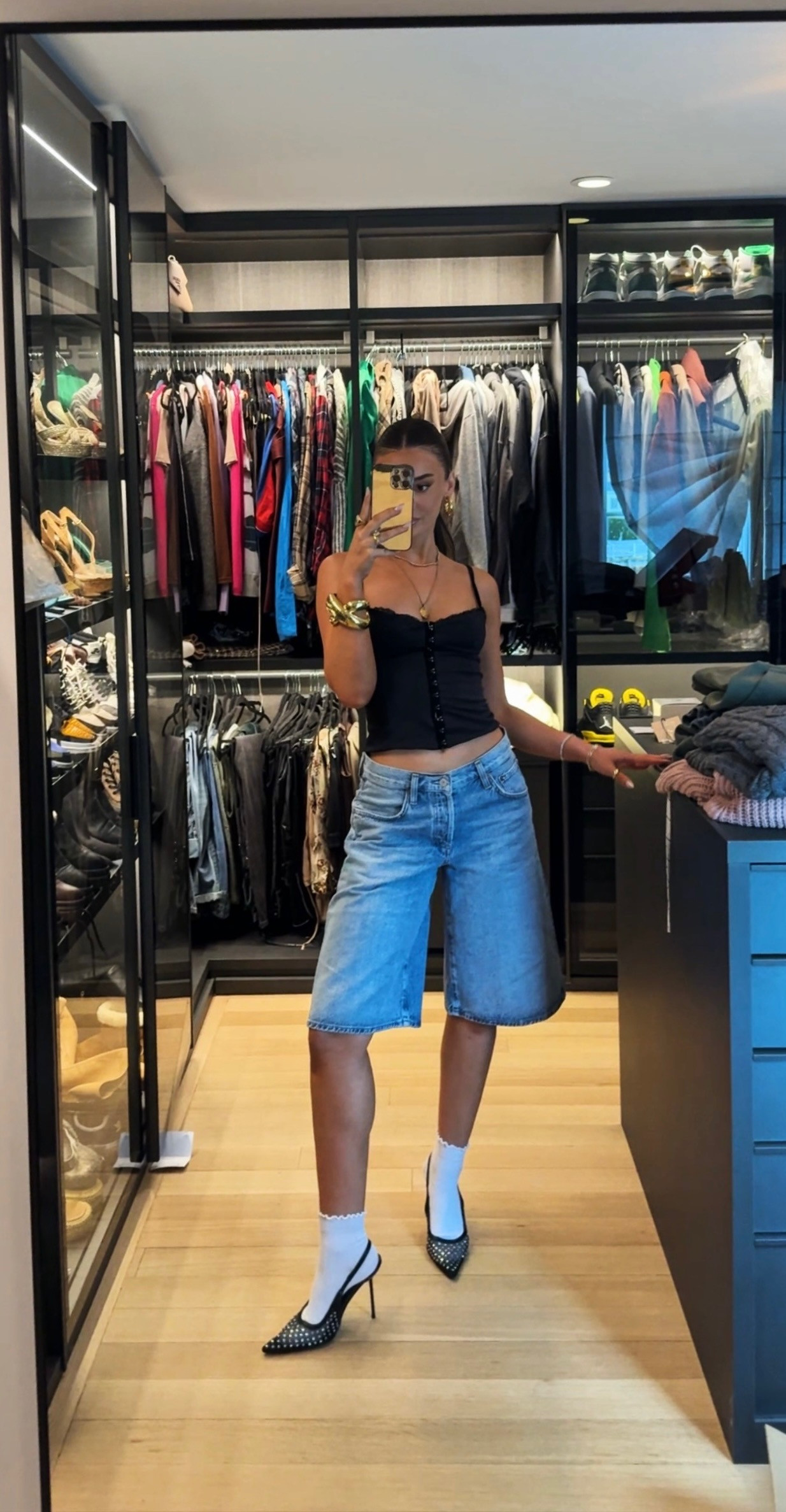 Today's ootd! 🖤 Love these denim shorts paired with this corset top. 

 #LTKStyleTip #LTKShoeCrush