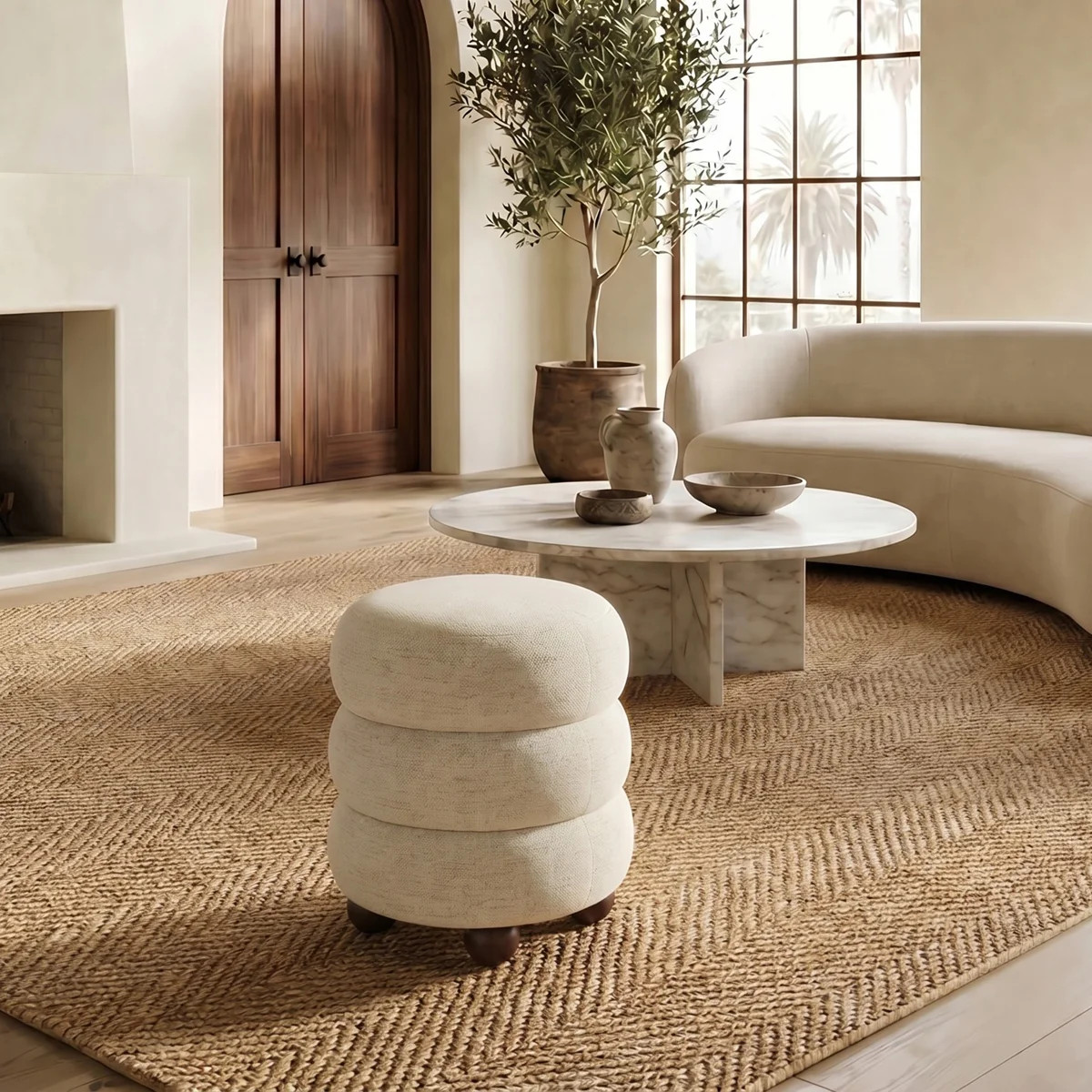 Vincente Dalisha 17" Round Ottoman | Wayfair North America