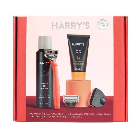 Harry’s Holiday Gift Set with Limited Edition Fleece Red Truman Razor - 4ct | Target