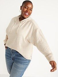 Loose Cropped Sweater-Knit Hoodie for Women | Old Navy (US)