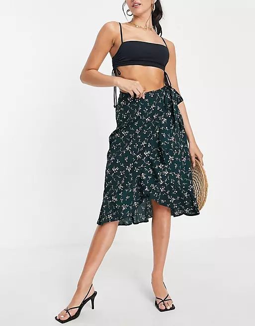 AX Paris ruffle wrap skirt in red micro polka dot | ASOS (Global)