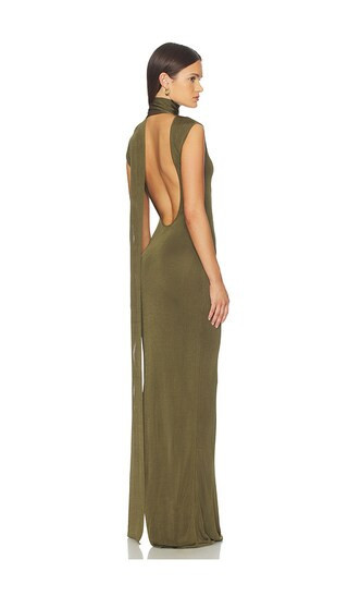 SRG Dianne Scarf Wrap Gown in Green. - size S | Revolve Clothing (Global)