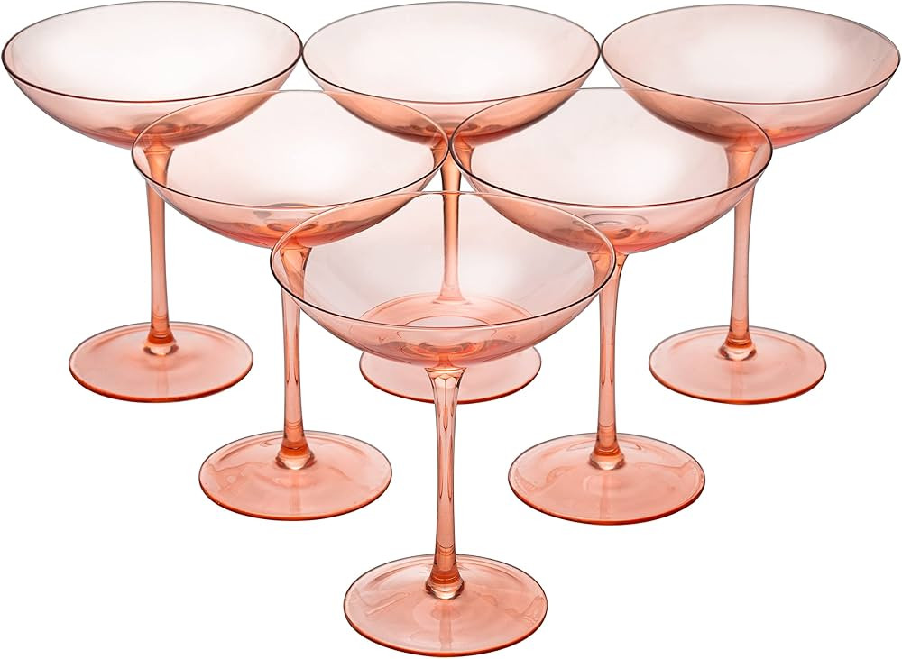 The Wine Savant Colored Vintage Glass Coupes 12oz Colorful Cocktail, Martini & Champagne Glasses,... | Amazon (US)
