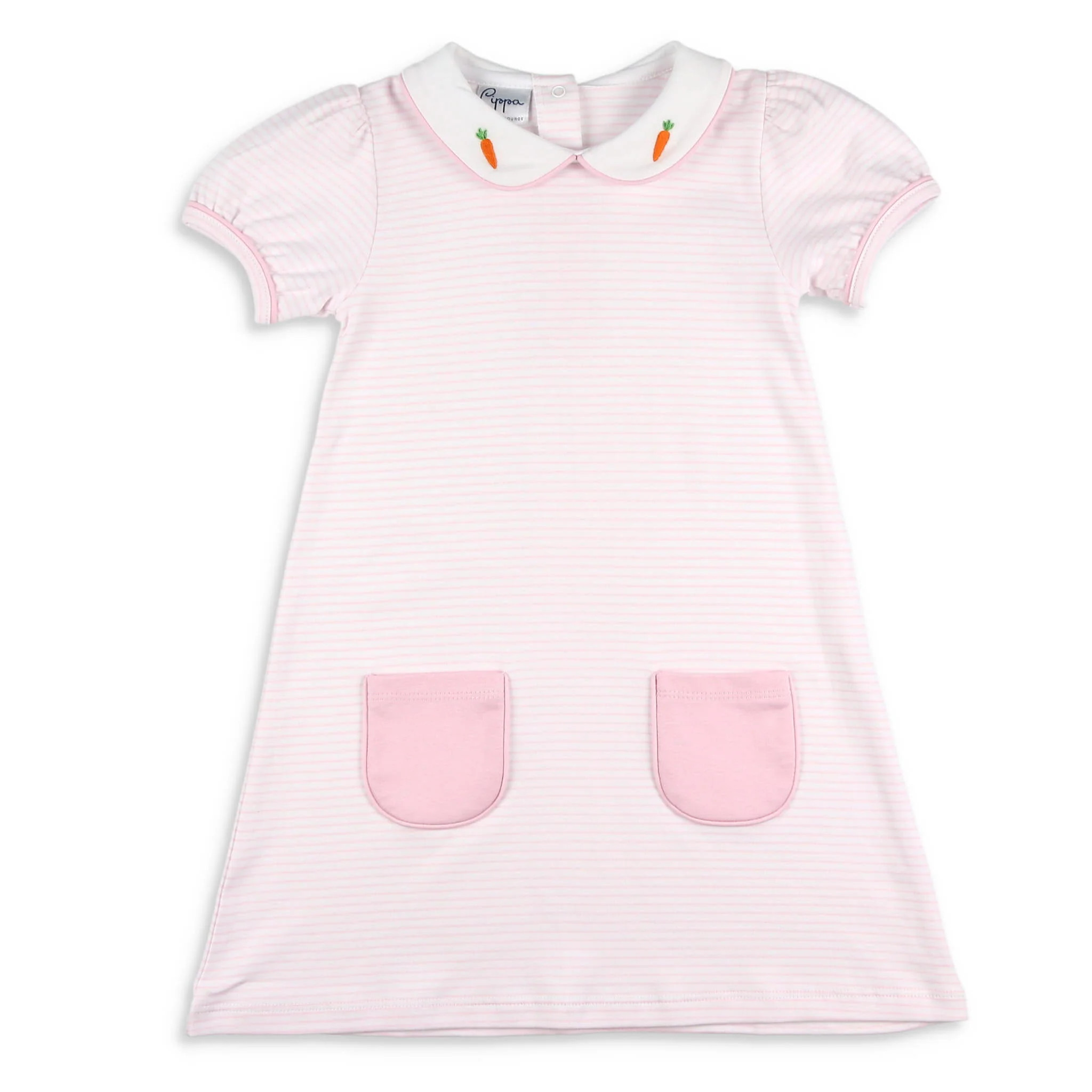 Girls Carrot Pink Stripe Pima Dress - Shrimp and Grits Kids | Shrimp and Grits Kids