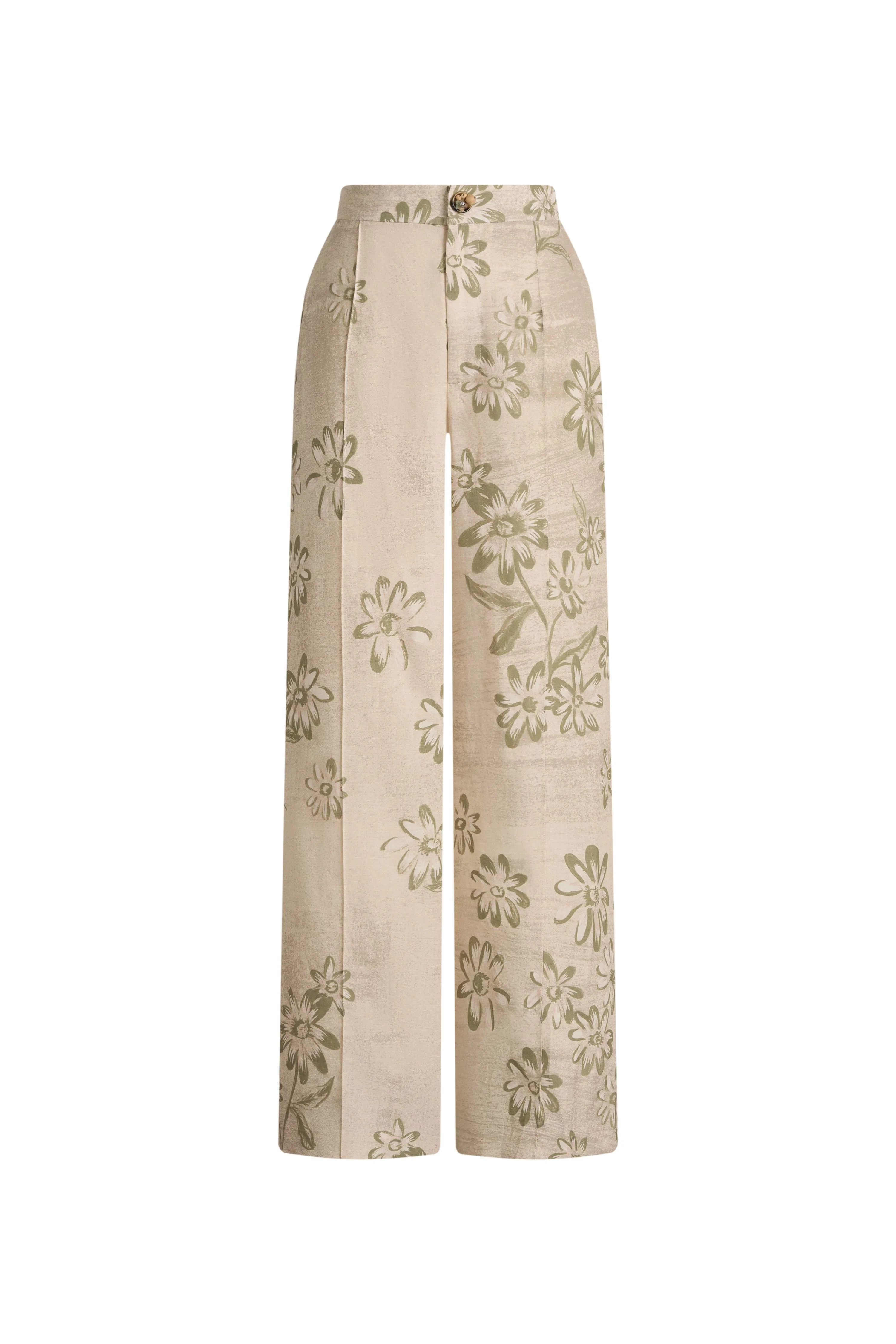 Diana Handwork Beads Crop Flare Pants in Linen Blend | Fabrique