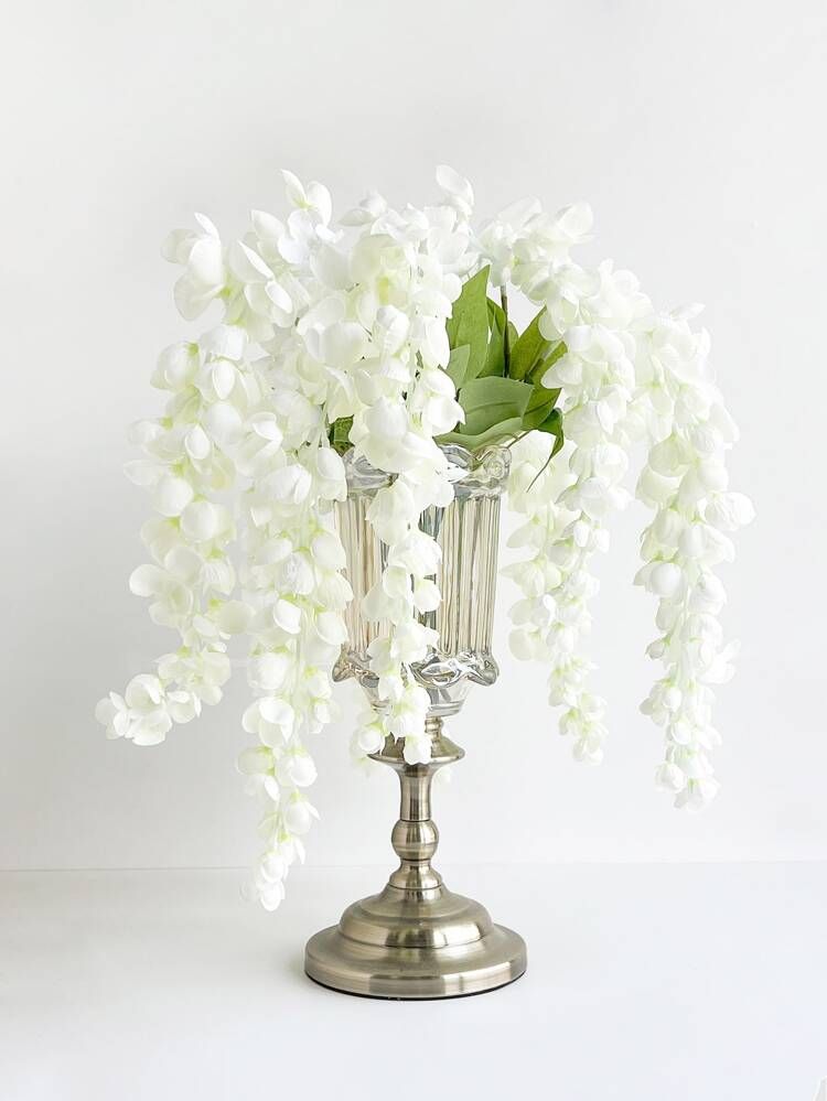1pc Artificial White Wisteria Flower, Plastic Hanging Faux Flower For Home Decor | SHEIN