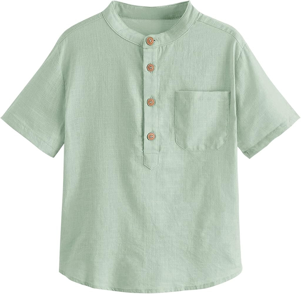 Inorin Boys Button Up Henley Shirts Short Sleeve Lightweight Summer Cotton Dress T Shirt Tees Top... | Amazon (US)