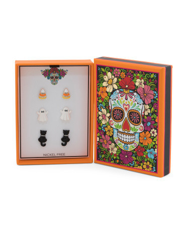 3pk Ghost Cat Candy Corn Stud Earrings | TJ Maxx