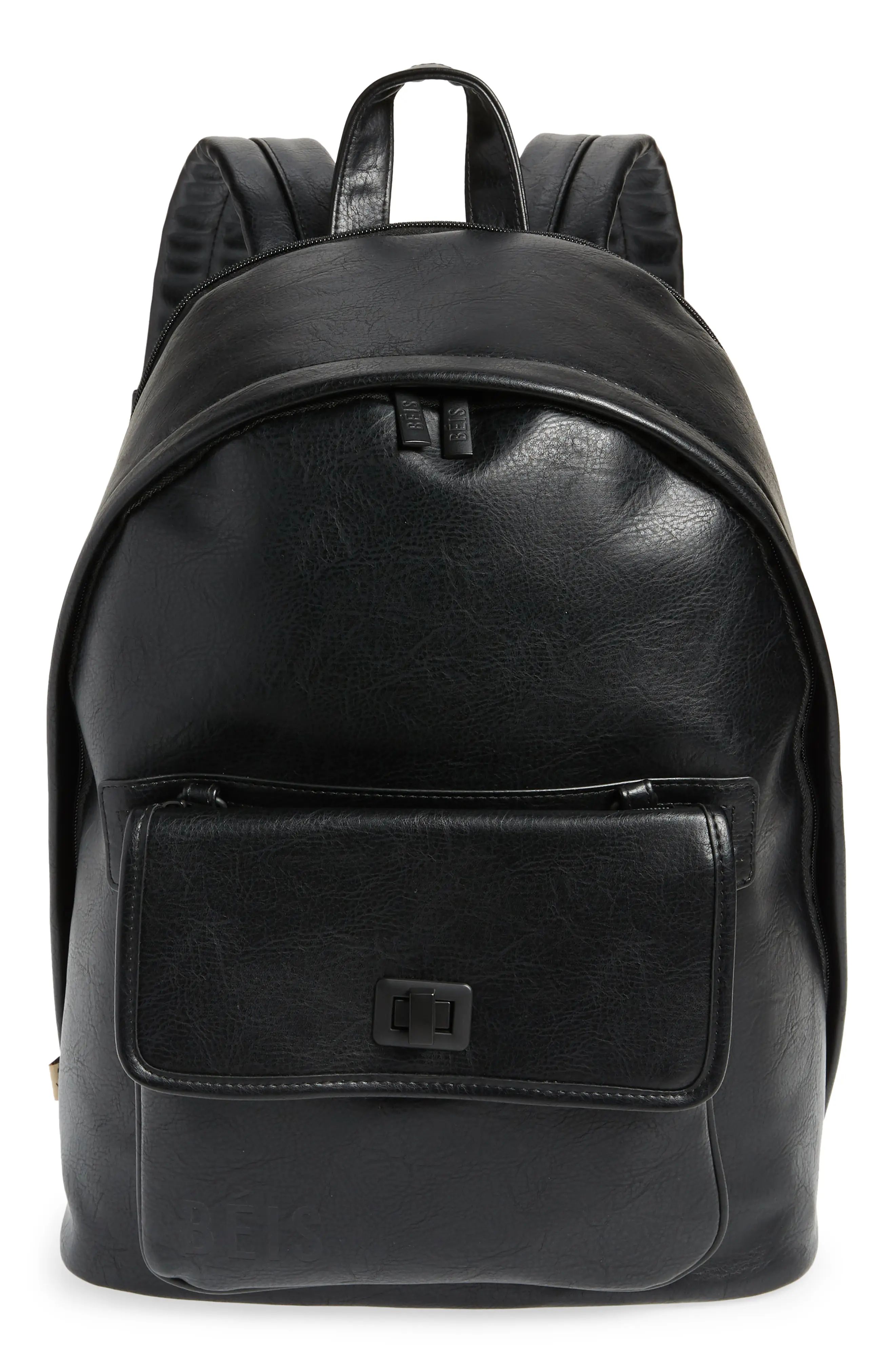 Beis The 2-In-1 Faux Leather Backpack - Black | Nordstrom