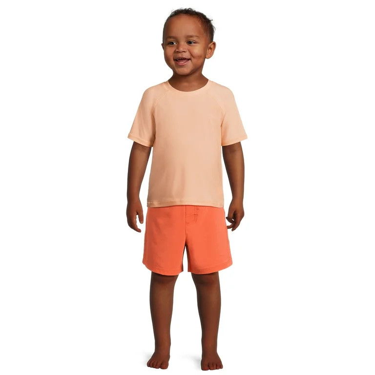 Wonder Nation Toddler Short Sleeve Swim Rash Guard, Sizes 12M-5T - Walmart.com | Walmart (US)