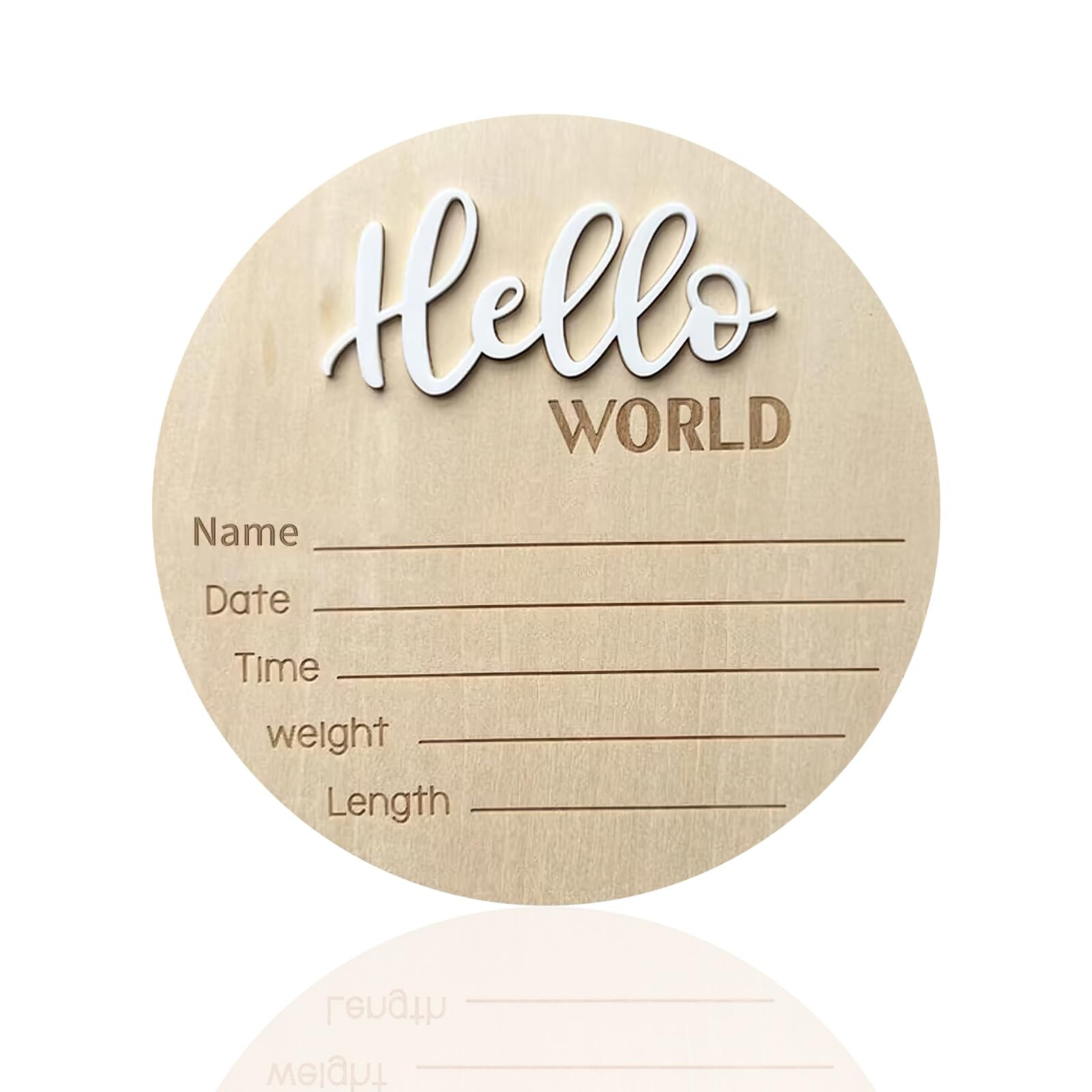 Baby Announcement Sign, \u200b5.9 Inch Wooden Hello World Newborn Signs, Birth Announcement Sign,... | Amazon (US)