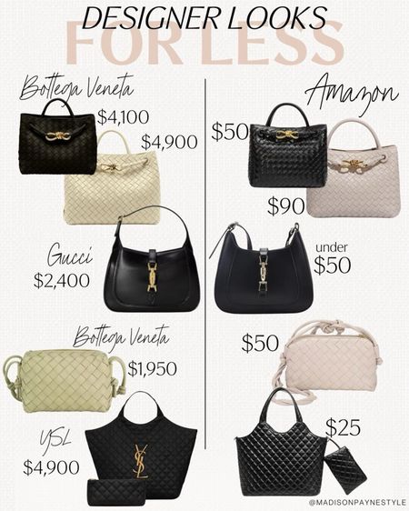 AMAZON Handbag Designer Looks for Less! 🖤Handbags, Bottega, Gucci, YSL, Amazon, Looks for Less, Madison Payne 

#LTKstyletip #LTKSeasonal #LTKitbag