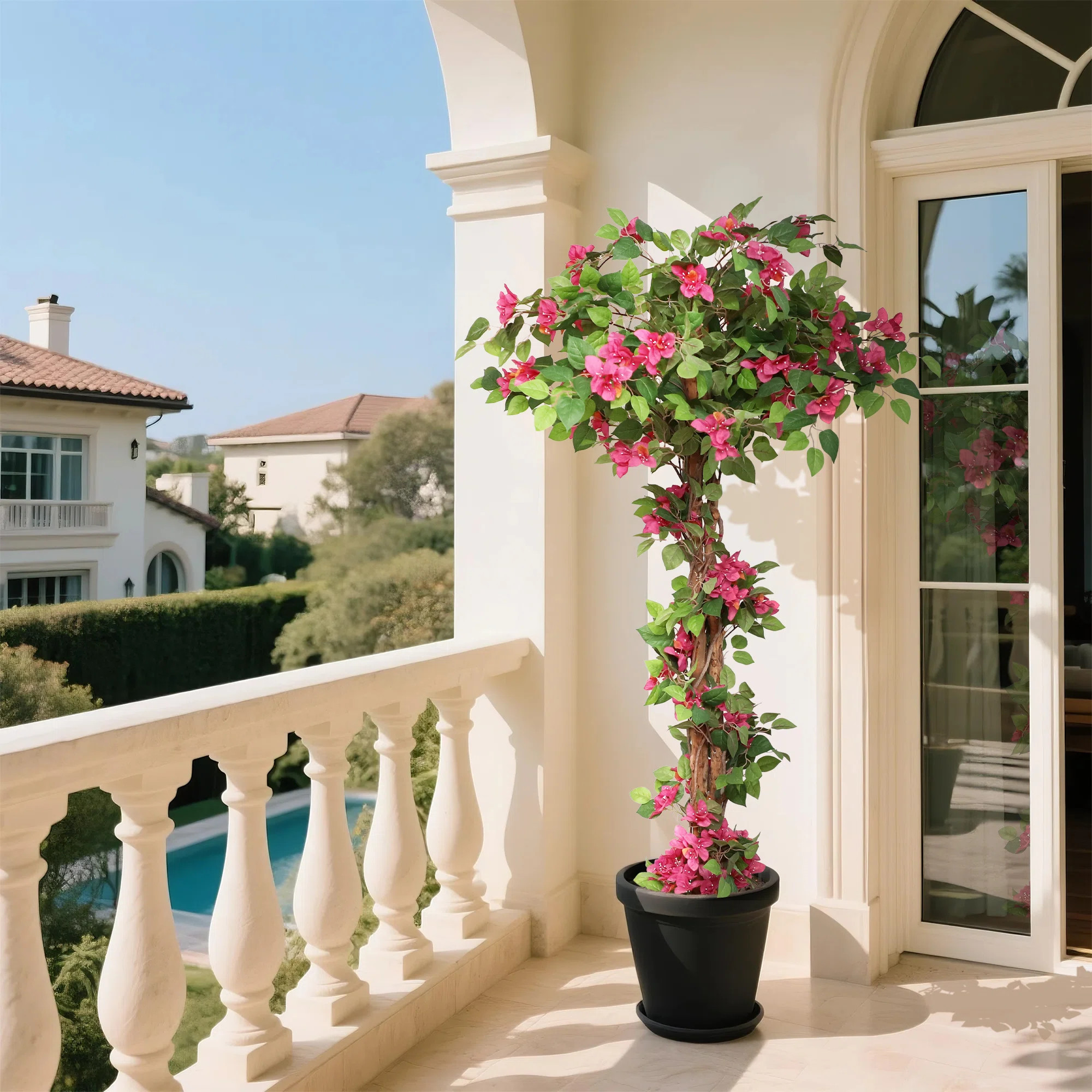 63" Artificial  Bougainvillea flowering Topiary Tree With Pot for Outdoor/Indoor Home Decor | Wayfair North America