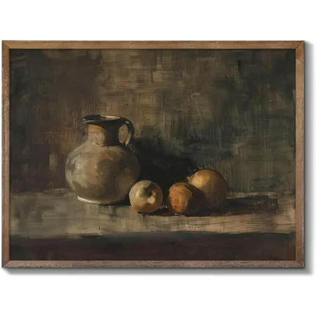 Farmhouse Still Life Picture Living Room - Rustic Vintage Decor for Bedroom - Peach Fruit Dining Room Moody Muted Oil Painting Art Deco Wall Art for Kitchen - 8 x 10 No Frame | Walmart (US)