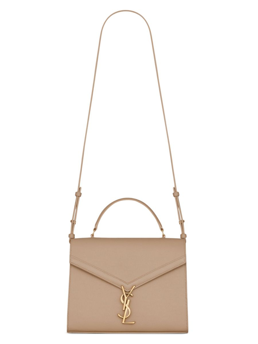 Shop Saint Laurent Cassandra Medium Top Handle Bag In Grain De Poudre Embossed Leather | Saks Fif... | Saks Fifth Avenue