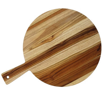 EcoDecors 18" Round FSC Teak Cutting Board with Handle & Juice Groove | Target