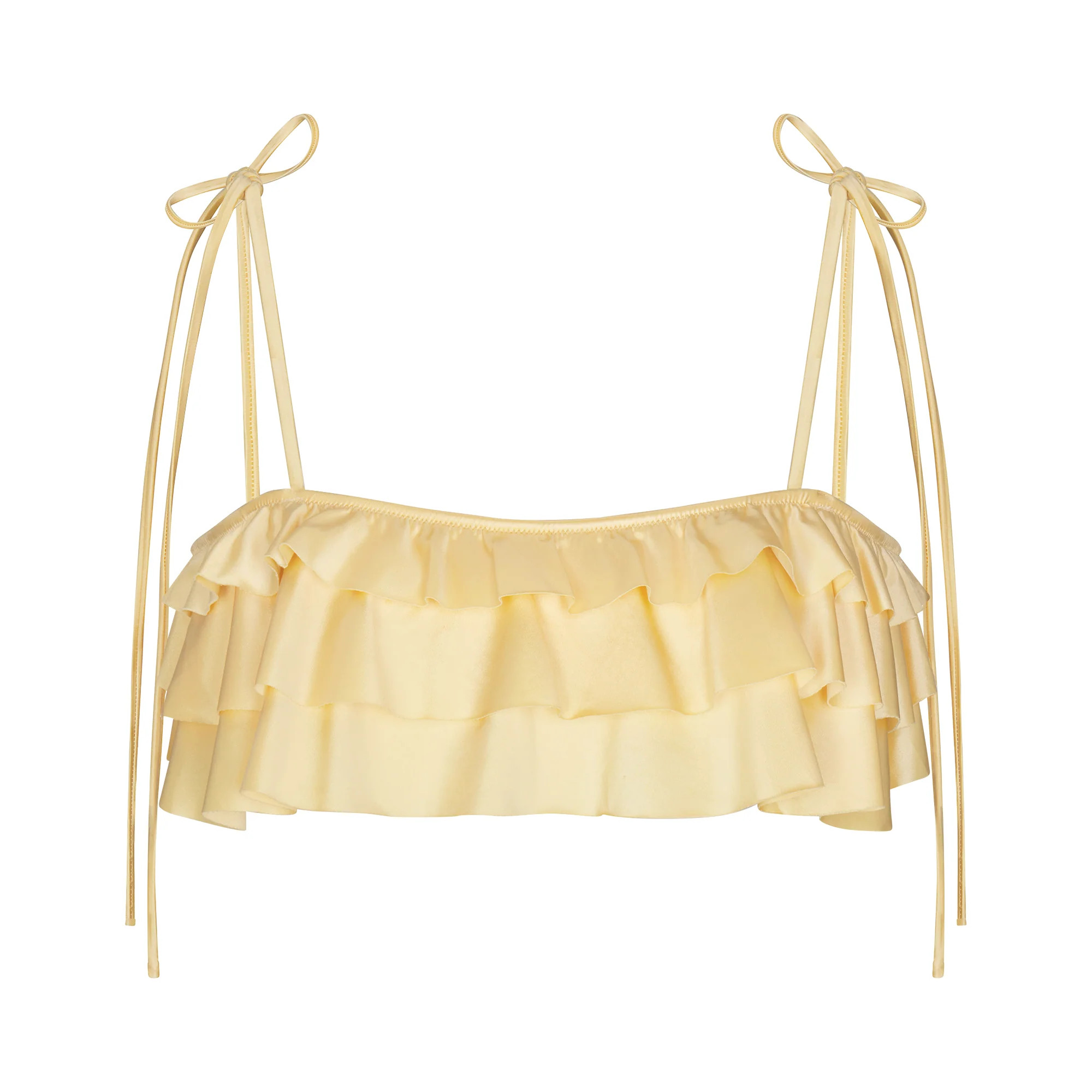 SATIN SWIM RUFFLE BIKINI TOP | MARZIPAN | SKIMS | SKIMS (US)